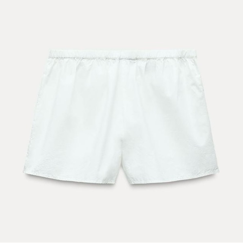 Zara White Elastic Mid waist Shorts - Picture 6 of 7